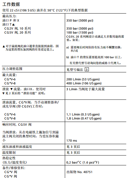 CG2V/CG5V系列 溢流阀和顺序阀