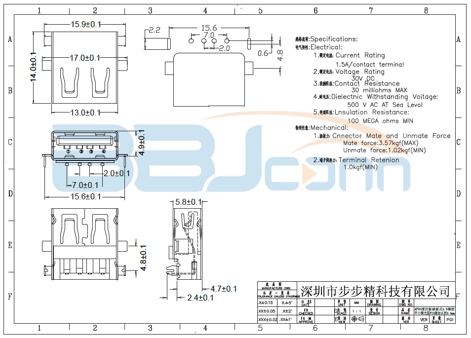 【AF90度沉板破板式4.9黑胶平口铜光面加长到2.4mm】生产厂家|定制厂商|批发采购价格-深圳市步步精科技有限公司