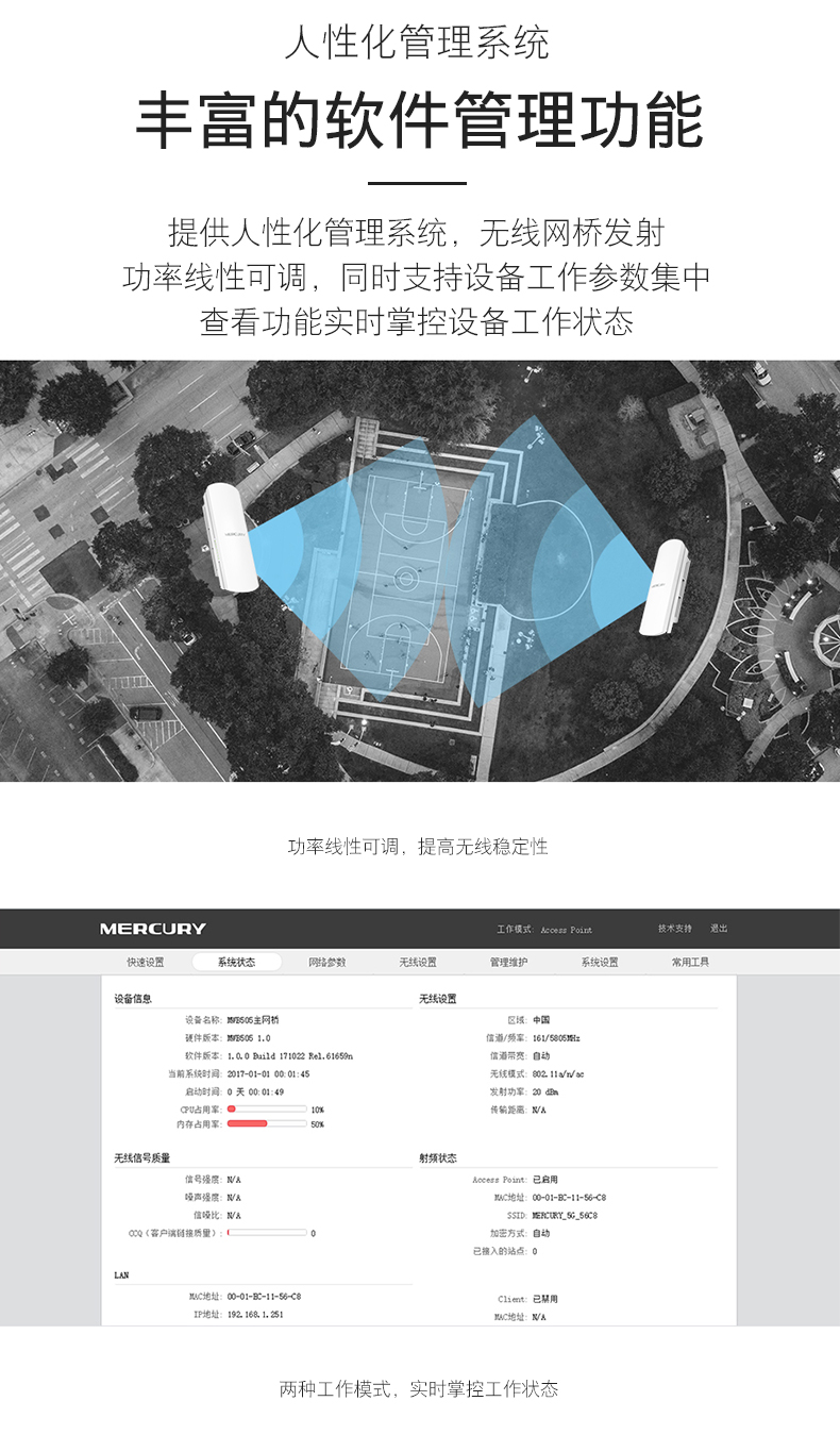 水星B201- 室外2.4G点对点300M无线AP网桥