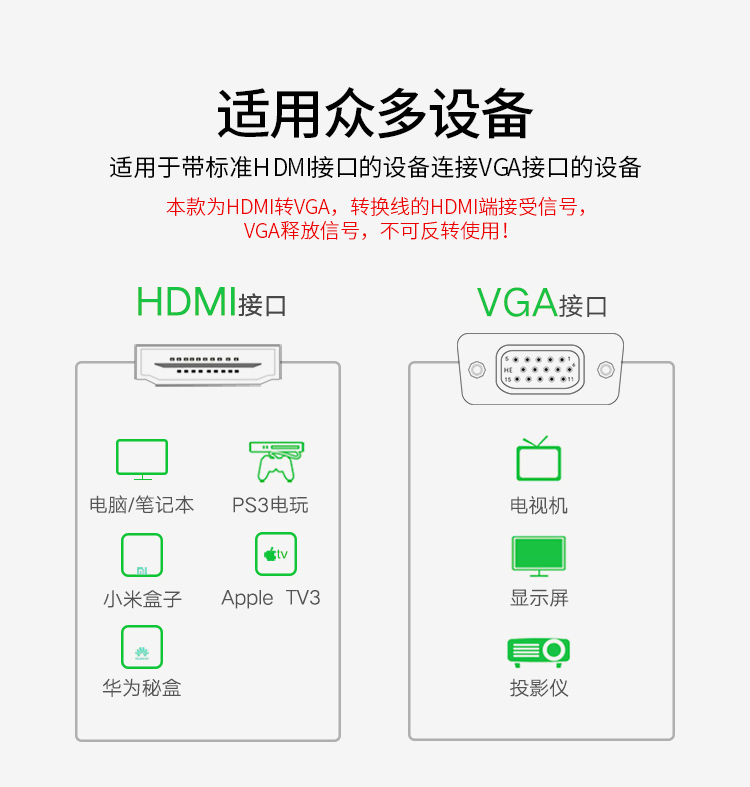 晶华【HDMI转VGA】转换线 直连线