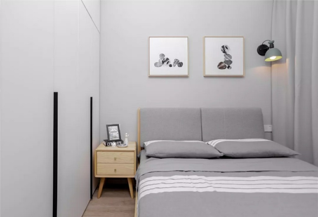 现代简约三房，原木柜+灰色墙简洁大方又实用