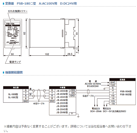 JFEアドバンテック压力式水位计上水用SL-180B