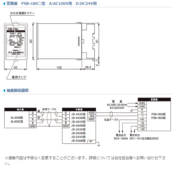 JFEアドバンテック压力式水位计上水用SL-600B