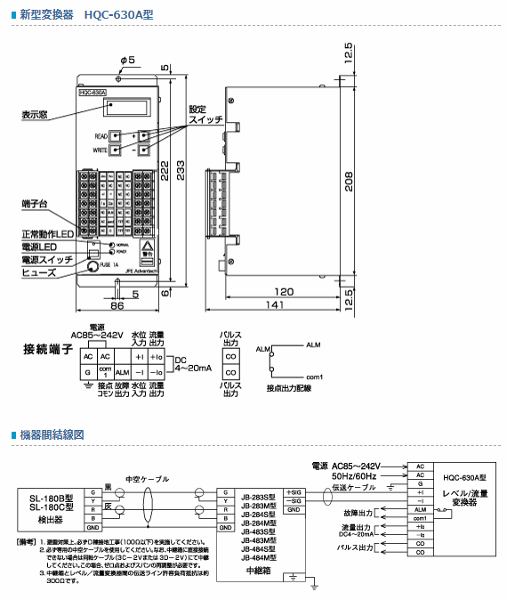 JFEアドバンテック流量计(HQC-630A型电平/流量转换器)