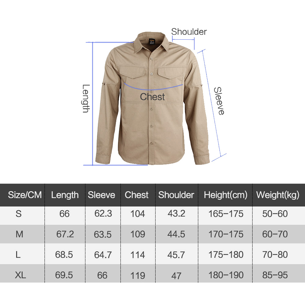 Men's Army Cargo Military Shirts Quick Drying Casual Long Sleeve Shirt Brand Tactical Male Thin Coat
