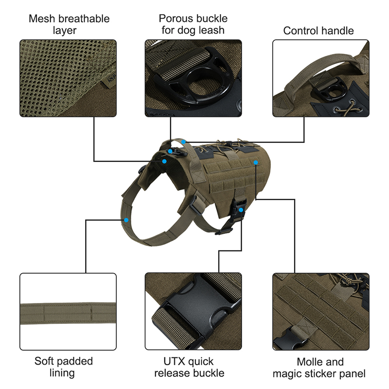 Dog Harness Military Patrol Dog Harness Service Dog Vest Pet Working Dog Vest with Handle Dog Harness Military Patrol Dog Harness Service Dog Vest Pet Working Dog Vest with Handle