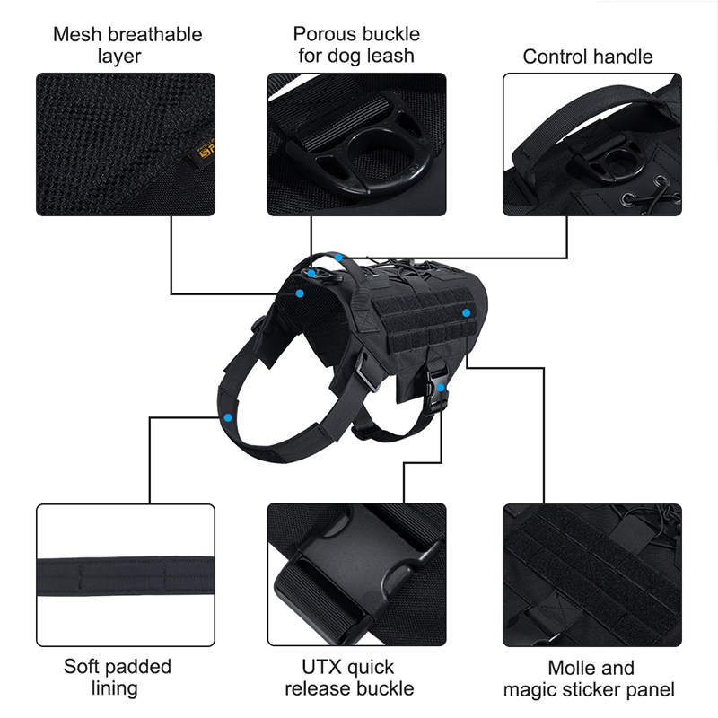Dog Harness Military Patrol Dog Harness Service Dog Vest Pet Working Dog Vest with Handle Dog Harness Military Patrol Dog Harness Service Dog Vest Pet Working Dog Vest with Handle