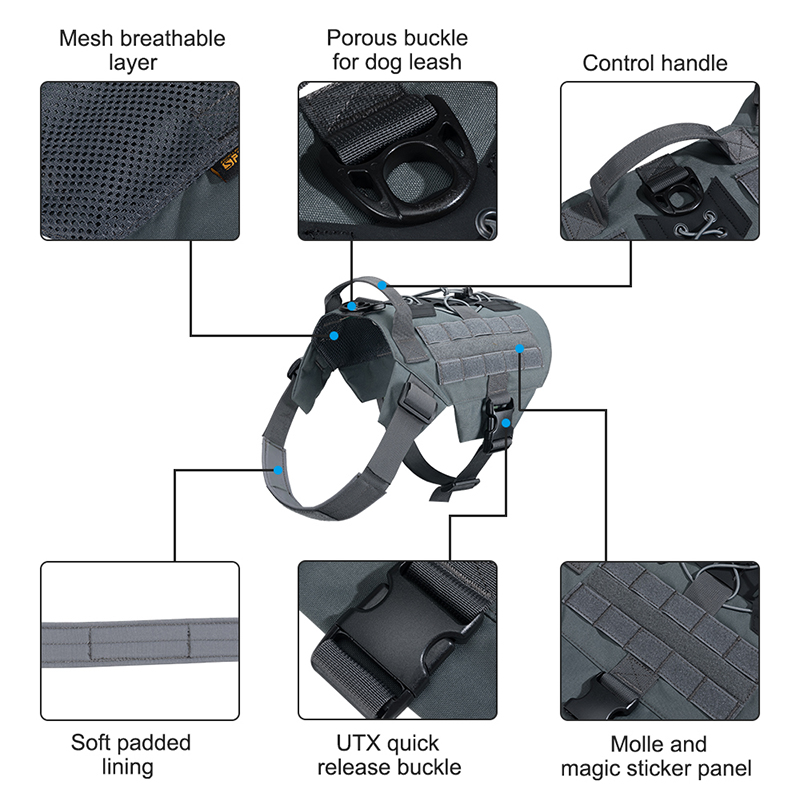 Dog Harness Military Patrol Dog Harness Service Dog Vest Pet Working Dog Vest with Handle Dog Harness Military Patrol Dog Harness Service Dog Vest Pet Working Dog Vest with Handle