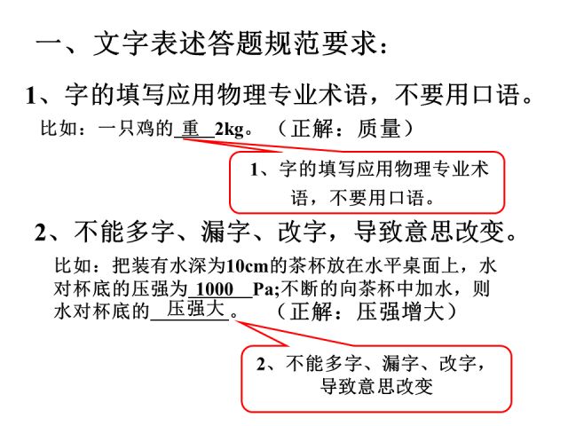 初中物理答题规范，少扣冤枉分，赶紧收藏吧！