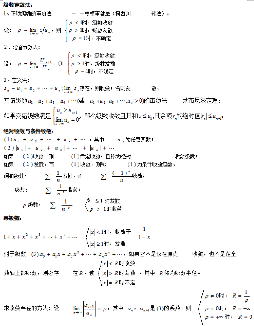 成考《专升本-数学》复习必背公式第五节