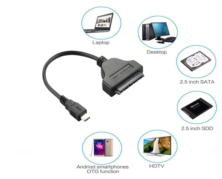 Type C to SATA Adapter Cable for 2.5' External Hard Drive