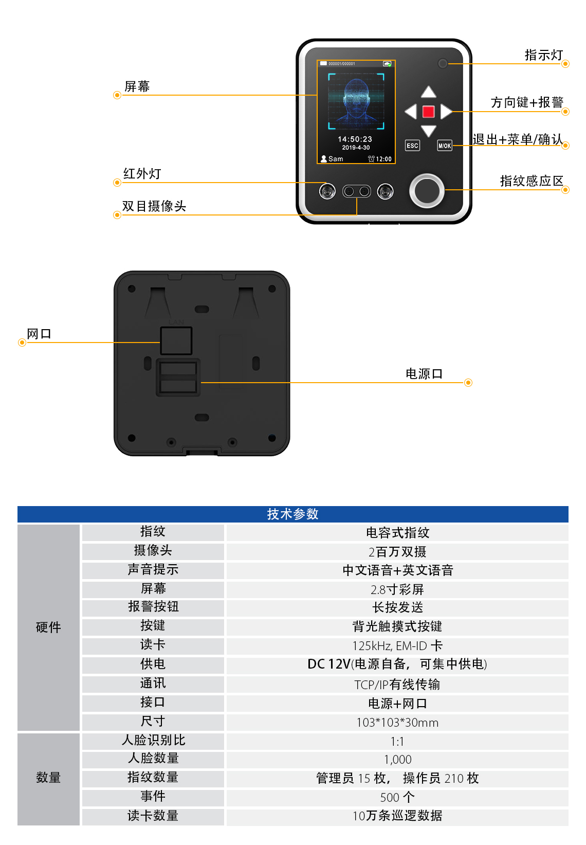 实时在线人脸指纹巡检终端 Gprs巡更 深圳市中研安创科技发展有限公司