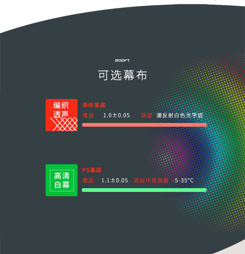 SOOFT索菲特私人影院定制投影机幕布高清电动拉线透声幕
