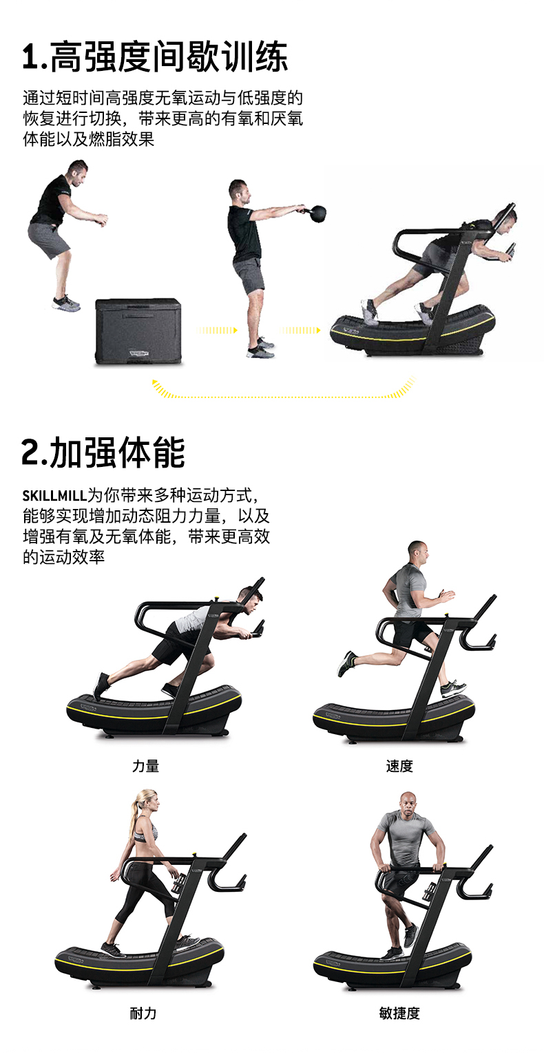 Technogym泰诺健无动力商用跑步机skillmill磁控阻力原装进口