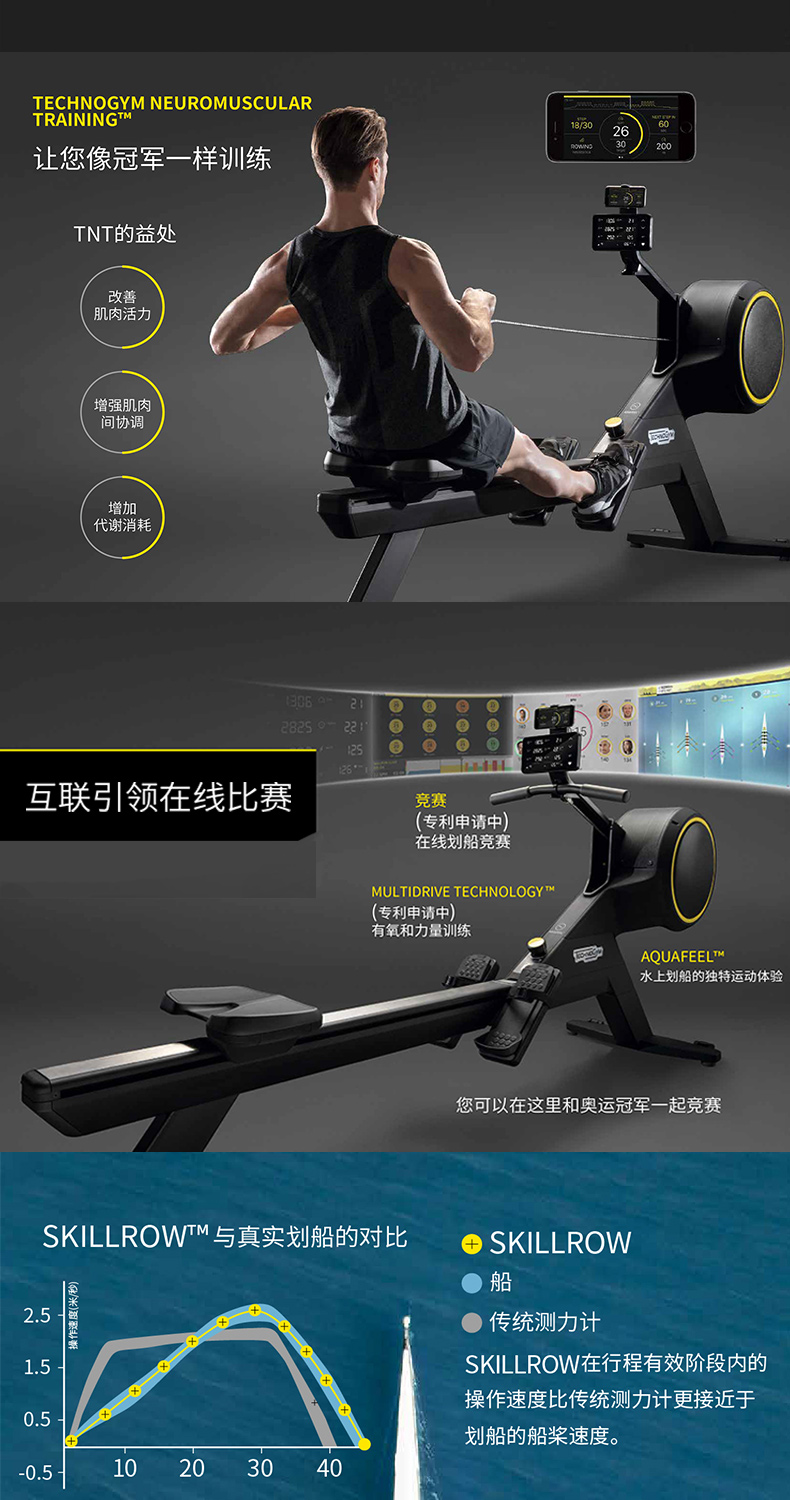 Technogym泰诺健划船器SKILLROW原装进口意大利健身器材家用磁控