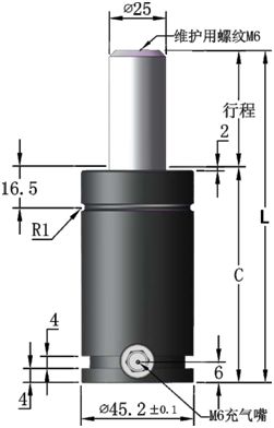 DX750 紧凑型氮气弹簧 