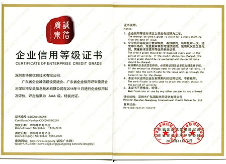 企業信用等級證書（AAA級）