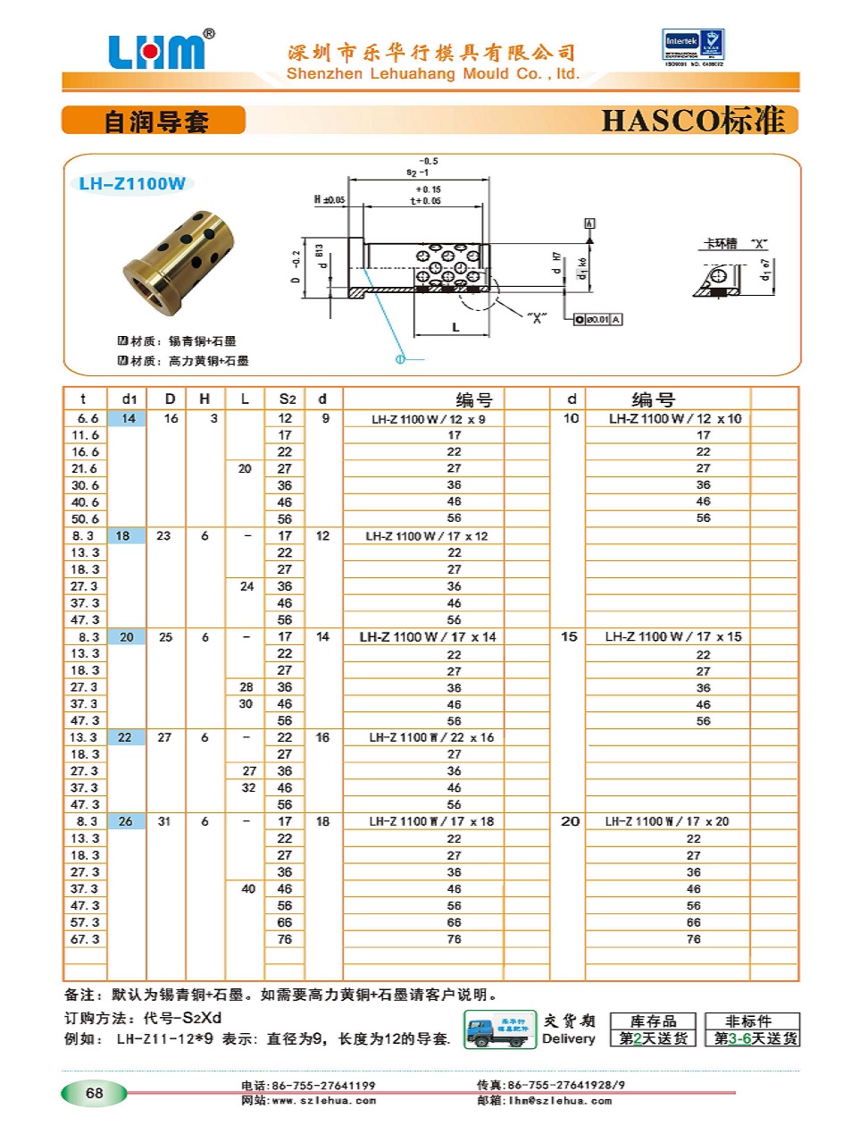 LH-Z1100W自润导套