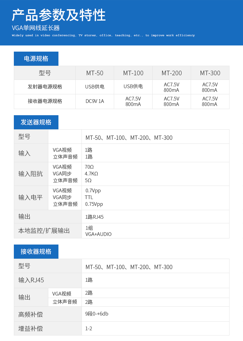 迈拓MT-50T  VGA延长器（网络信号延长器50米）