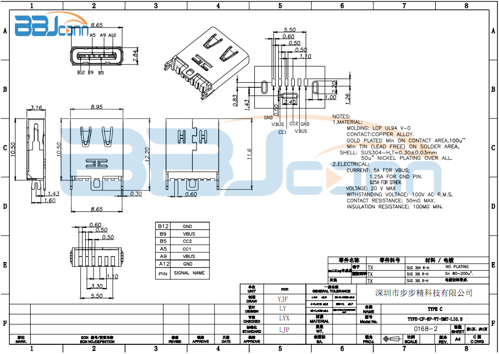 TYPE-CF-6P-VT-SMT-L10.5生产厂家|定制厂商|批发采购价格-深圳市步步精科技有限公司