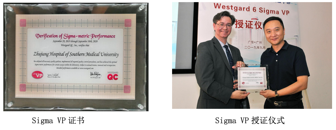 科室通过了 Westgard Sigma VP 认证 科室通过了 Westgard Sigma VP 认证