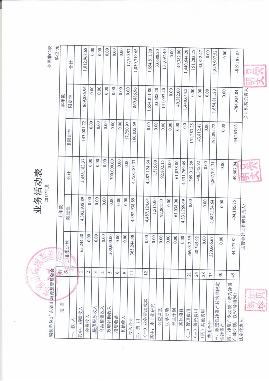 广东省山海源慈善基金会2015年度审计报告
