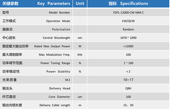 高功率连续光纤激光器-12000W