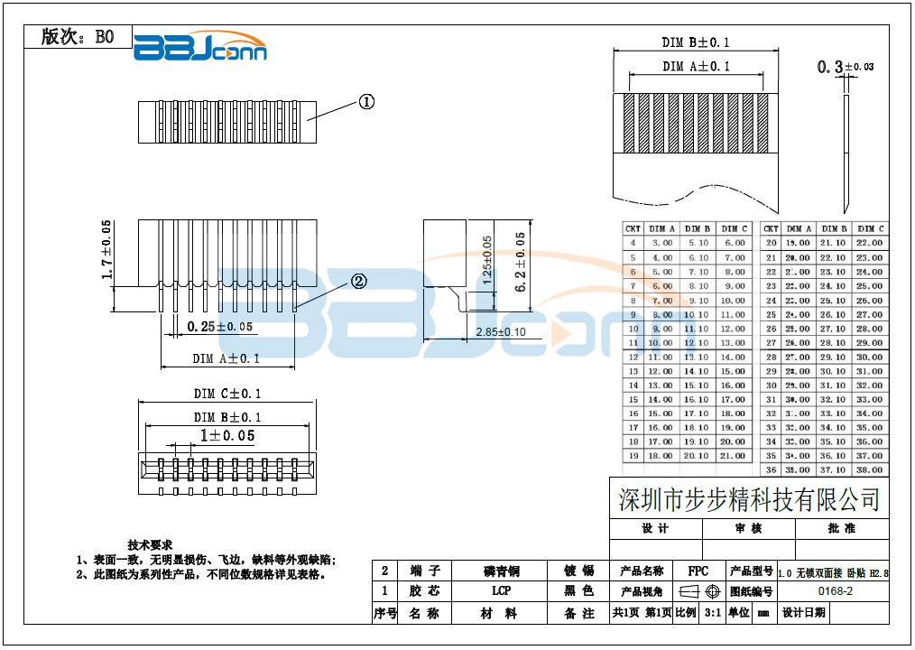 1.0 Pitch H2.8 卧贴 无锁双面接生产厂家|定制厂商|批发采购价格-深圳市步步精科技有限公司