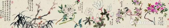黄宾虹花鸟横批(纸本) 黄宾虹花鸟横批(纸本)
