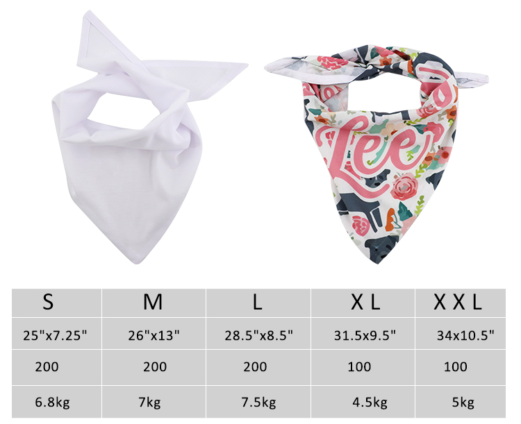 Size for Sublimation Pet Bandana Size for Sublimation Pet Bandana