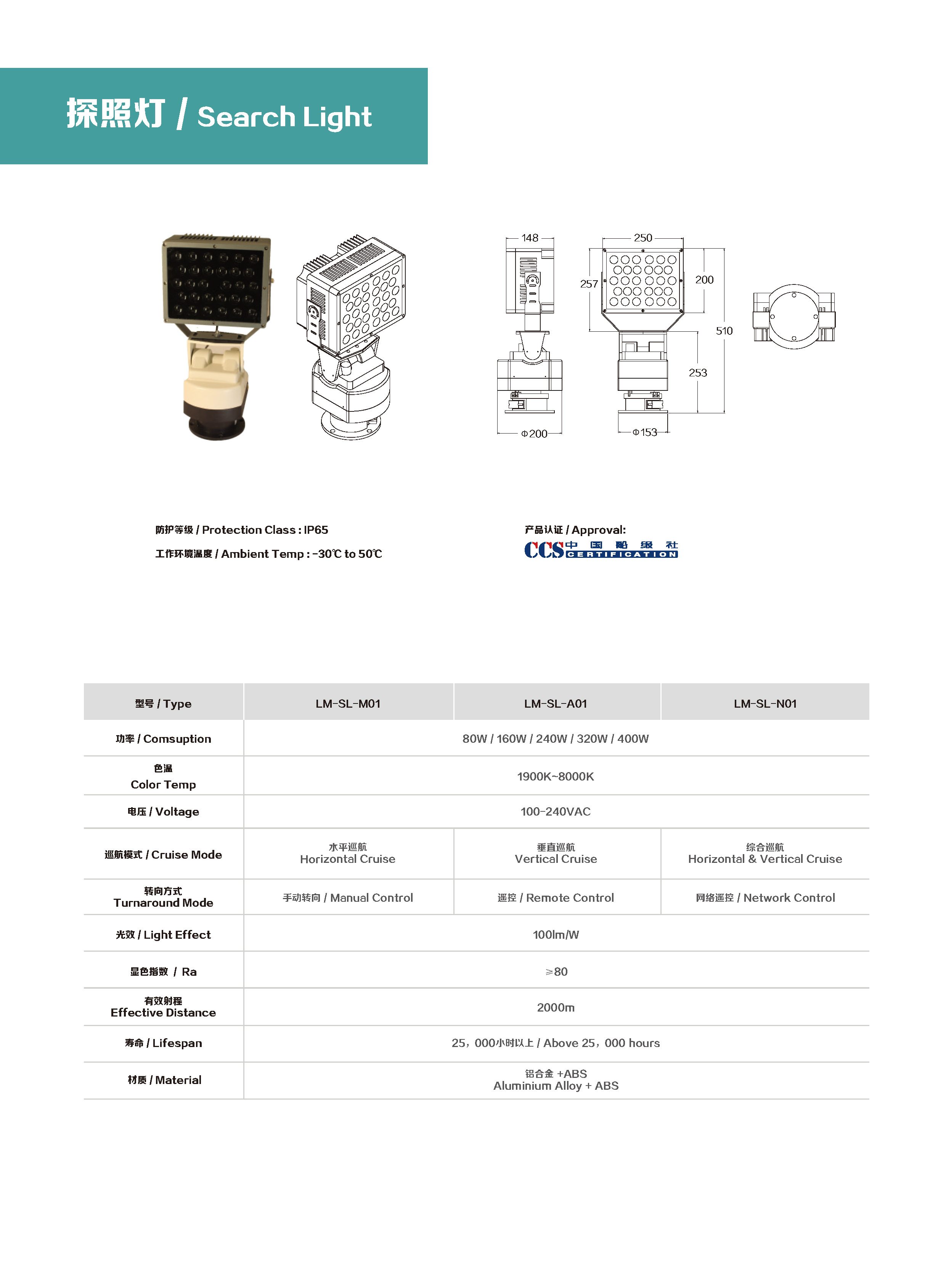 LM MARITIME Search Light LM-SL Series