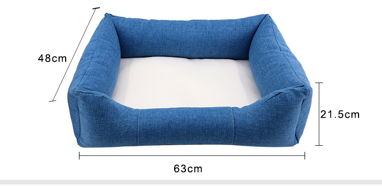 Size for Linen Bumper Pet Bed-Blue-M Size for Linen Bumper Pet Bed-Blue-M