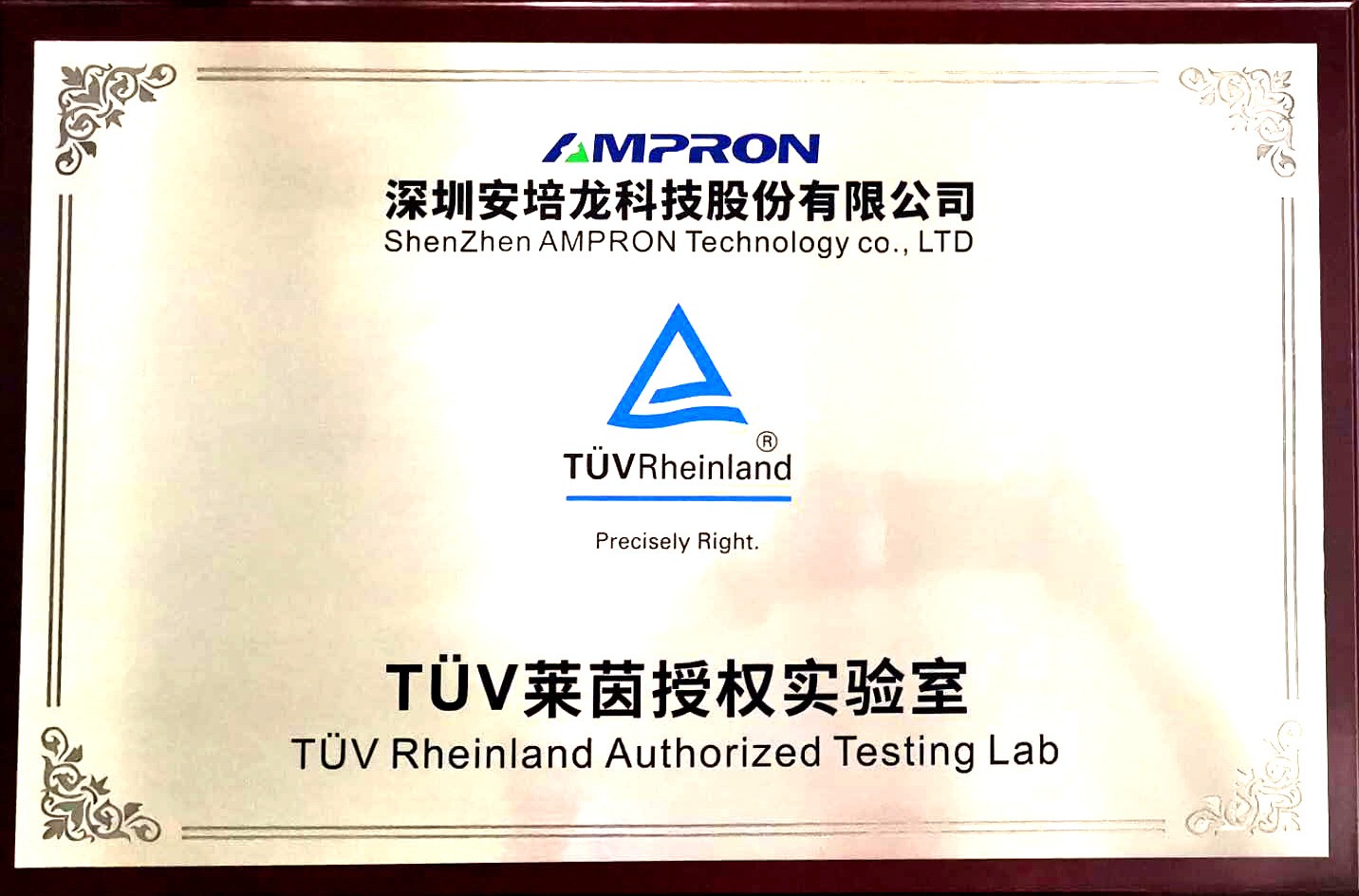 【资质认证】安培龙实验室继CNAS认可后再获TÜV目击试验室认可