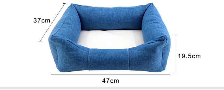Size for Linen Bumper Pet Bed-Blue-S Size for Linen Bumper Pet Bed-Blue-S