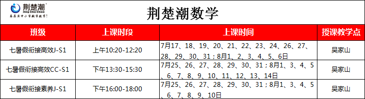 荆楚潮教育2020新初一衔接班初步授课时间安排(数学+物理+英语) 荆楚潮教育2020新初一衔接班初步授课时间安排(数学+物理+英语)