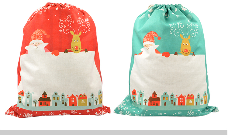 Linen Santa Sack Green Xmas 50*66CM 1 Linen Santa Sack Green Xmas 50*66CM 1