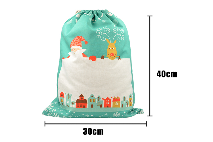 Linen Santa Sack Green Xmas Green Small Linen Santa Sack Green Xmas Green Small