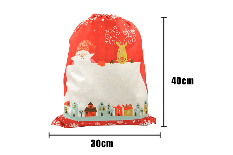 Linen Santa Sack Red for Xmas Small Linen Santa Sack Red for Xmas Small