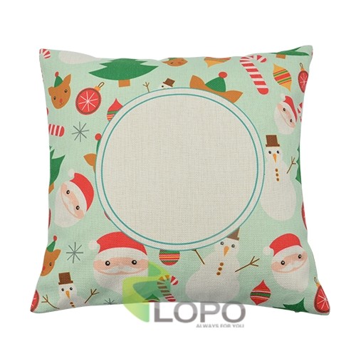 Linen Pillow Case Green with Xmas Pattern Rectangle Printable Part(1)