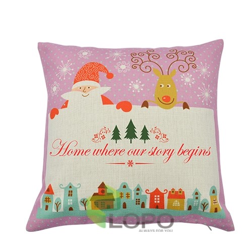 Linen Pillow Case Green with Xmas Pattern Rectangle Printable Part(1)
