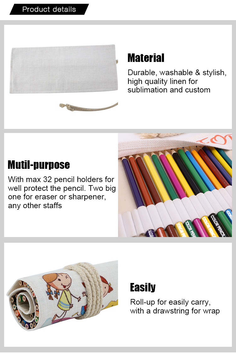 Details for Linen Pencil Roll Details for Linen Pencil Roll