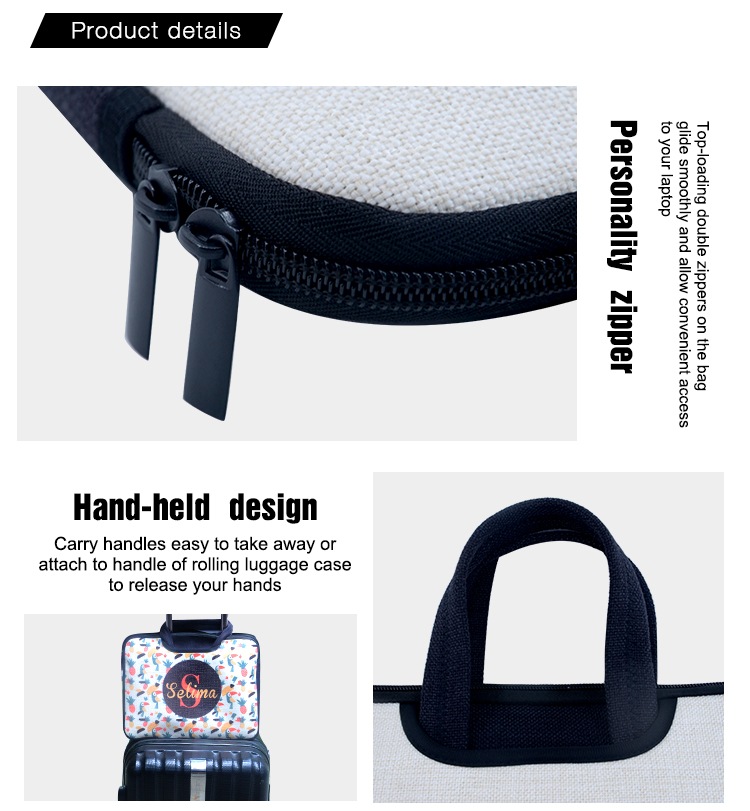 details of Linen Laptop Case with Handle 14 details of Linen Laptop Case with Handle 14