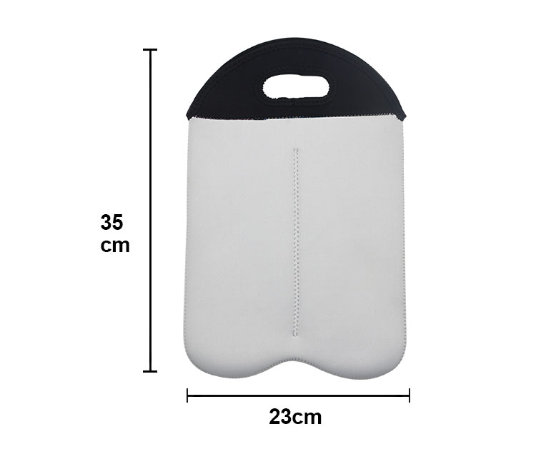 size of Neoprene Wine Tote With Black Handle-Double size of Neoprene Wine Tote With Black Handle-Double