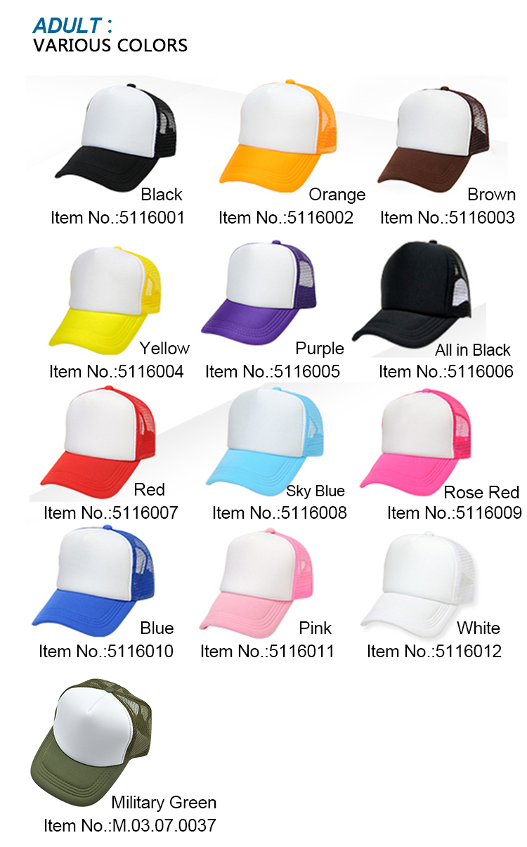 Color for sublimation adult mesh cap Color for sublimation adult mesh cap
