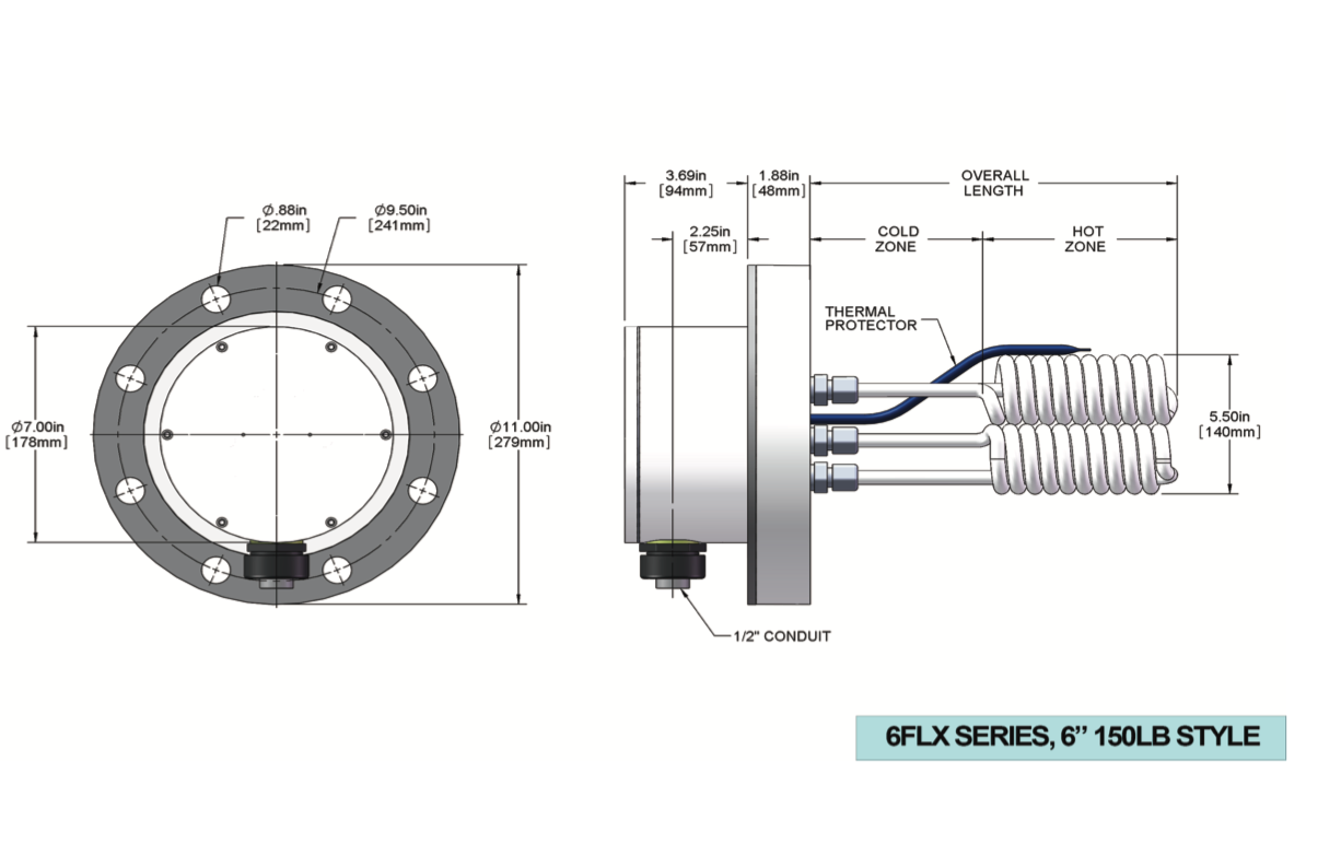 PTFE (Fluoropolymer) Flange Immersion Heaters