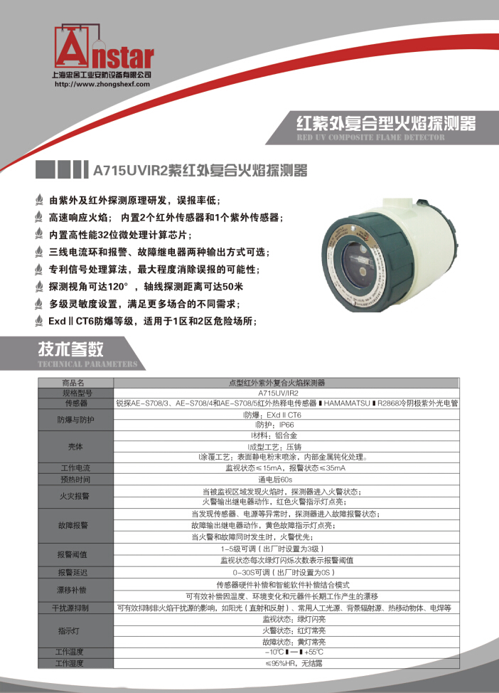 A715UV/IR2红紫外复合火焰探测器