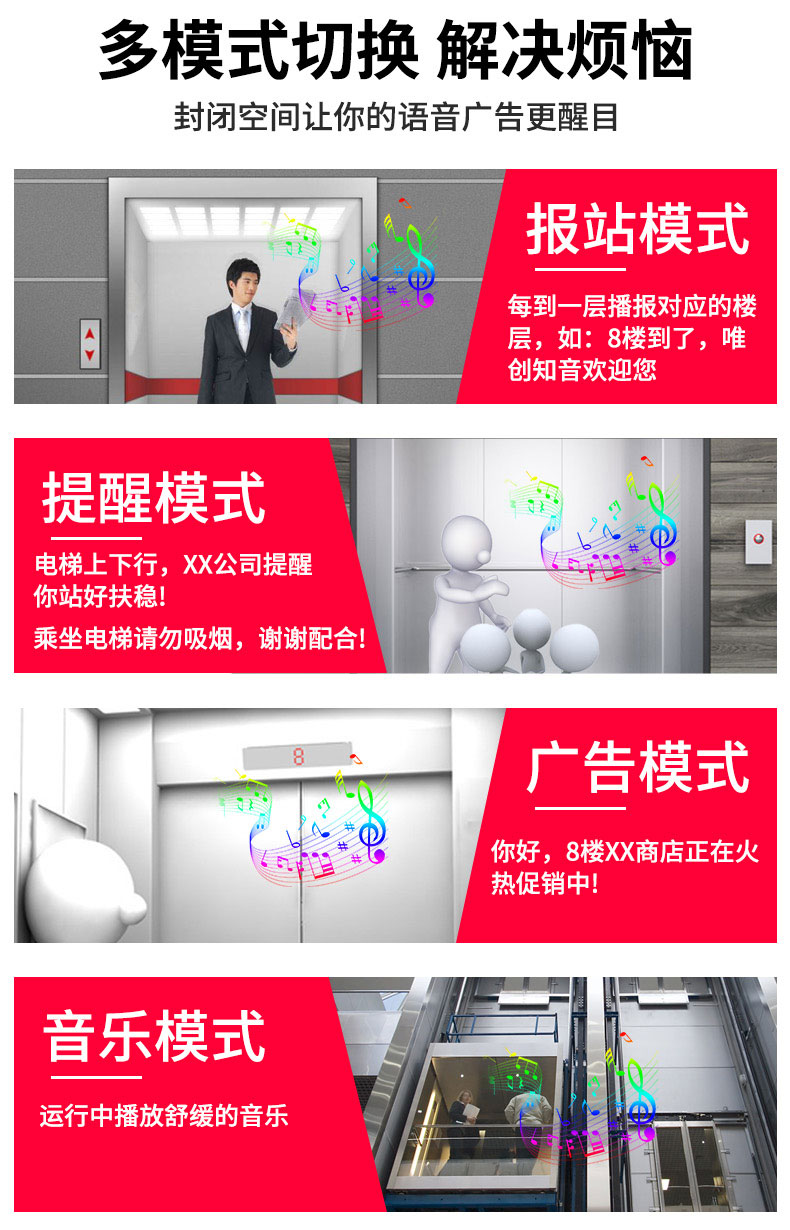 4G遠程電梯語音廣告機,電梯語音報站器