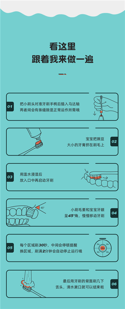 小七泡泡儿童家用电动牙刷声波