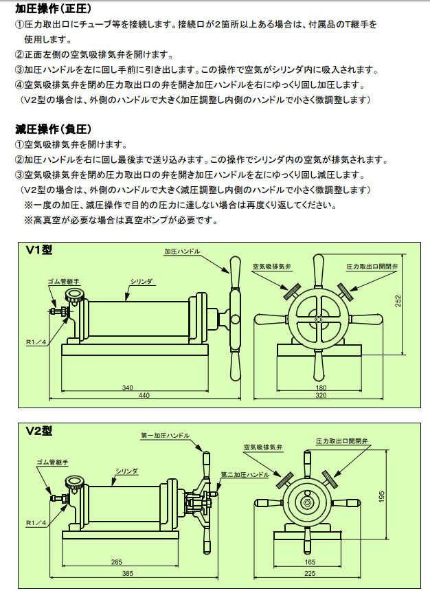 V1/V2型手动加减压泵Futaba双叶测器株式会社