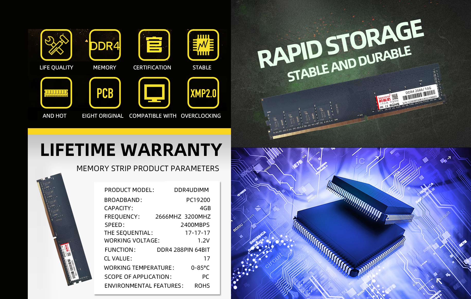 DDR4 2666/3200 4GB desktop MEMORY strip DDR4 2666/3200 4GB desktop MEMORY strip
